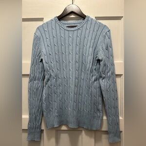 H&M Men's Light Gray Cable Knit Crewneck Sweater